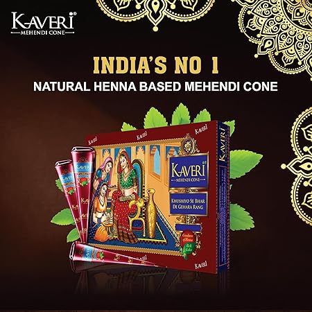 Kaveri Natural Henna Mehandi Cone for Hands & Hair Herbal Rajasthani Henna Paste in Natural Dark Brown Color With Nilgiri Oil for Bridal Dulhan Wedding Occasion Instant Mehendi Cone - Image 7