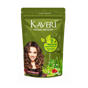 Kaveri Herbal Henna Natural Brown - 9 Herbs Henna Powder For Hair - Natural Mehndi Dye For Hair Colour - Provides Healthy & Shiny Hair