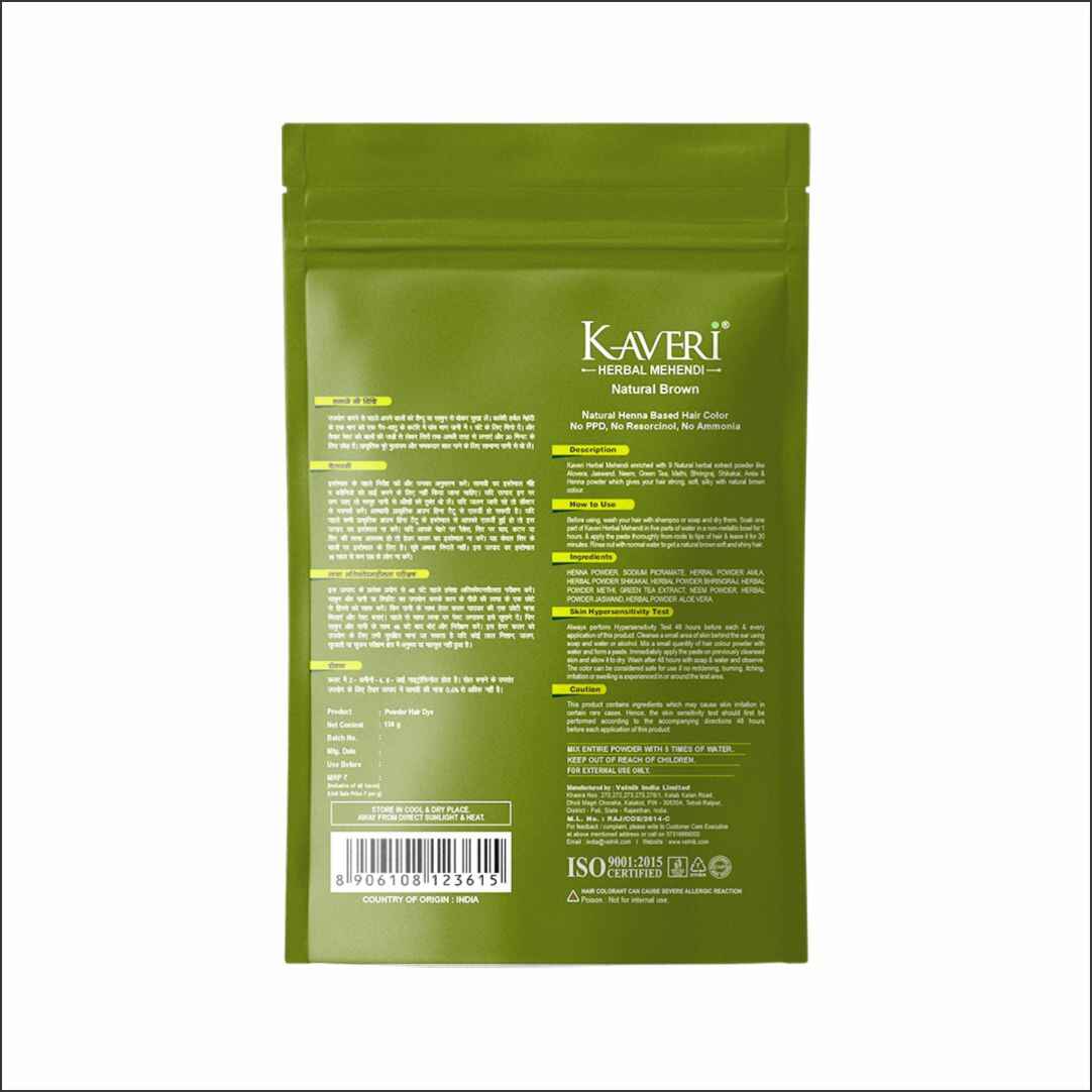 Kaveri 9 Herbs Natural Brown Hair Color Powder – Pack of 10 x 15g - Image 3