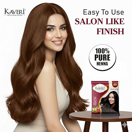 Kaveri Henna-Based Hair Color Natural Brown for Men & Women | No Ammonia, Enriched with Vital Herbs | Long-Lasting Hair Dye | 15g - Image 6
