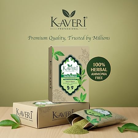 Kaveri Professional Herbi Natuiral Natural Black Henna Hair Color - Hair Color Mehndi For Men Women - No Ammonia Enriched With Vital Herbs 10Gm (1 Box - 6 Packs) - Image 6