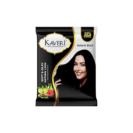 KAVERi Natural Black Henna Hair Color |Hair Color Dye For Men Women|No Ammonia Enriched With Vital Herbs 10Gm