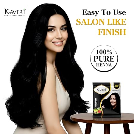 KAVERi Natural Black Henna Hair Color |Hair Color Dye For Men Women|No Ammonia Enriched With Vital Herbs 10Gm - Image 6