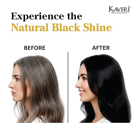 KAVERi Natural Black Henna Hair Color |Hair Color Dye For Men Women|No Ammonia Enriched With Vital Herbs 10Gm - Image 4
