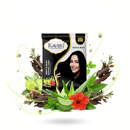 KAVERi Natural Black Henna Hair Color |Hair Color Dye For Men Women|No Ammonia Enriched With Vital Herbs 10Gm - Image 2