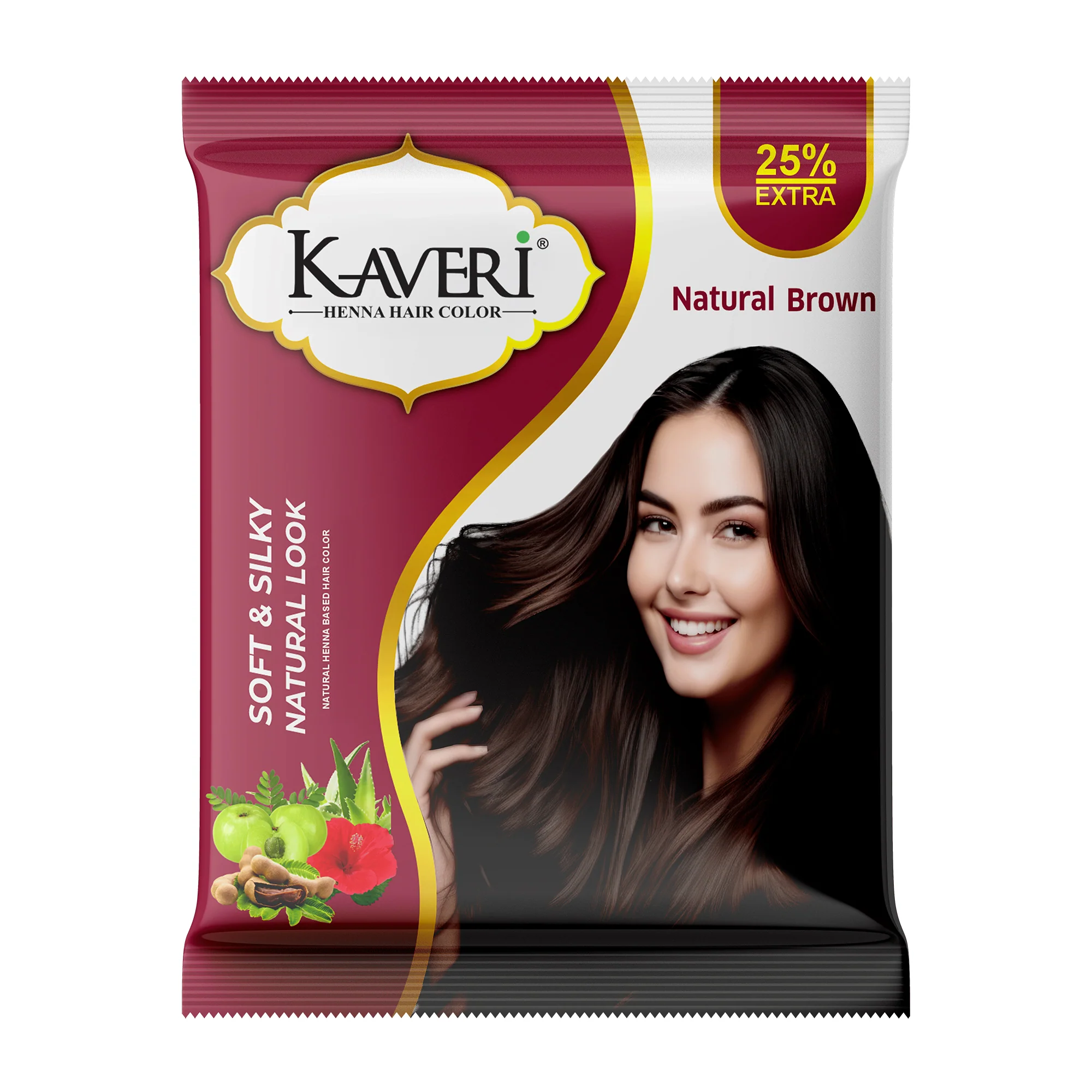 Kaveri Henna-Based Hair Color Natural Brown for Men & Women | No Ammonia, Enriched with Vital Herbs | Long-Lasting Hair Dye | 15g