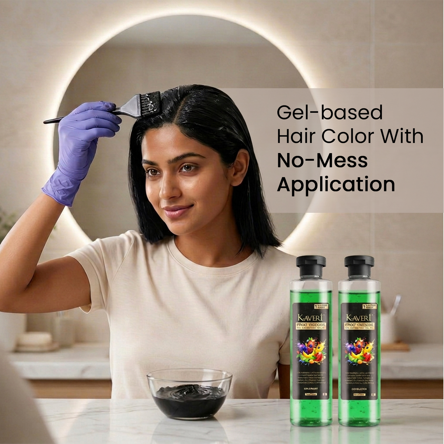 Kaveri Fruit Vinegar Gel Hair Color for Grey Coverage – Ammonia Free | 450ml x 2 - Image 7