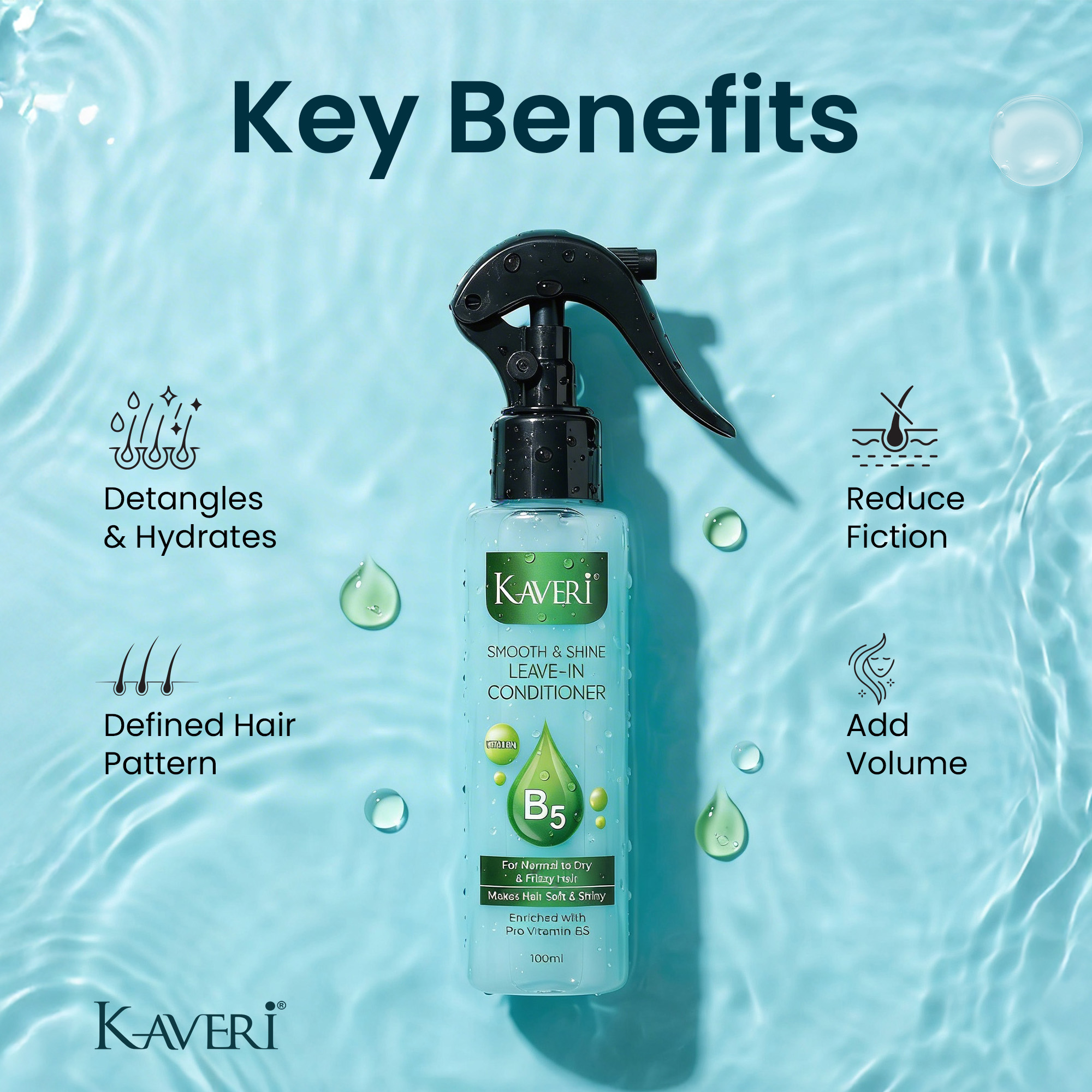 Kaveri Leave In Conditioner for Frizz Free, Smooth & Silky Hair – 100ml - Image 4