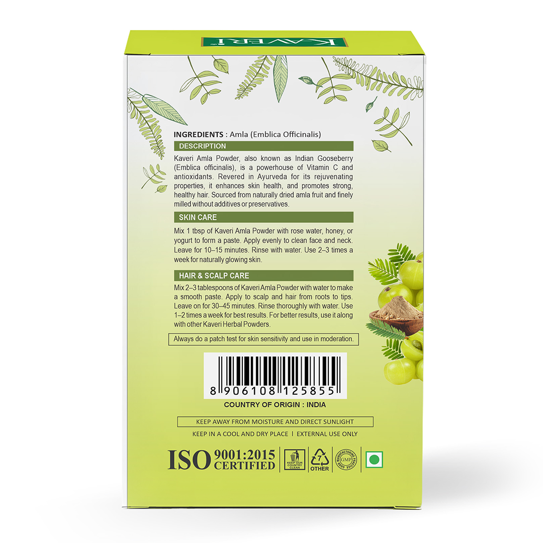 Kaveri Amla Powder for Hair & Skin Care | Pure Indian Gooseberry Powder | DIY Herbal Hair Mask, Face Pack & Scalp Care | 200g - Image 2