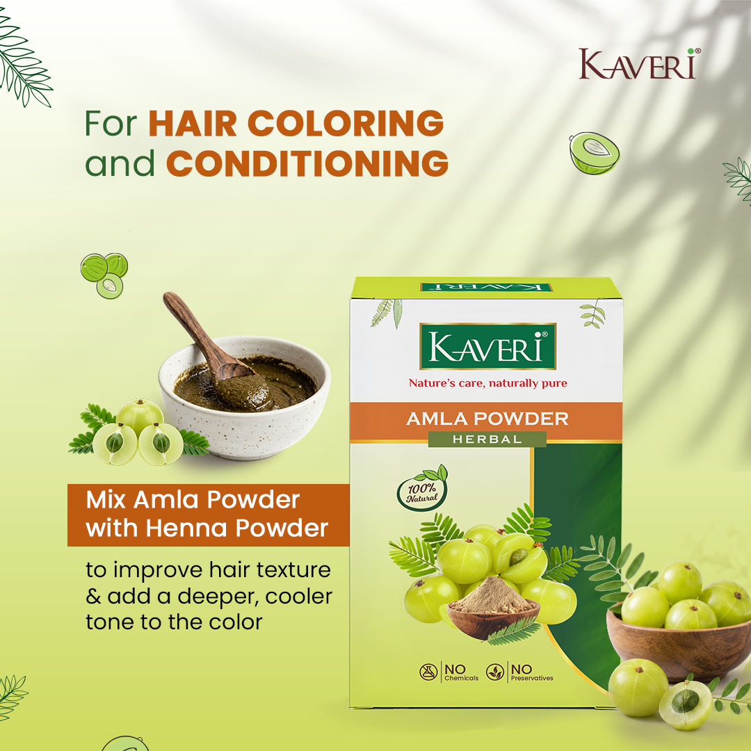 Kaveri Amla Powder for Hair & Skin Care | Pure Indian Gooseberry Powder | DIY Herbal Hair Mask, Face Pack & Scalp Care | 200g - Image 5