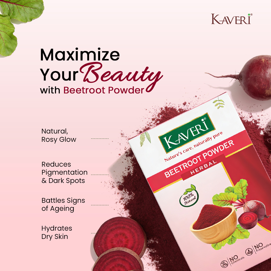 Kaveri Herbal Beetroot Powder | Natural Face & Hair Pack | Helps in Brightening, Pigmentation Care & Scalp Nourishment | 200gm - Image 8