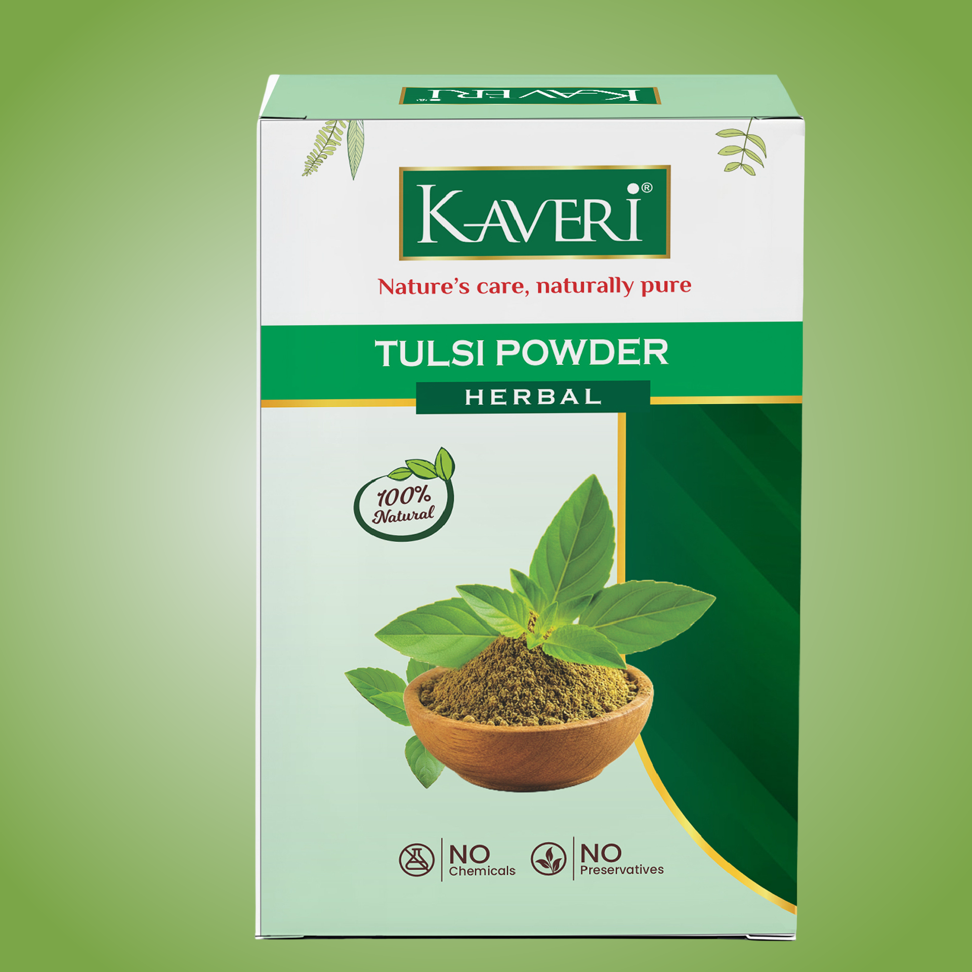 Kaveri Tulsi Powder for Skin & Hair Care | Natural Holy Basil Powder | Herbal Face Pack & Hair Mask | Helps Control Dandruff & Refresh Skin | Chemicals & Preservatives Free 200g
