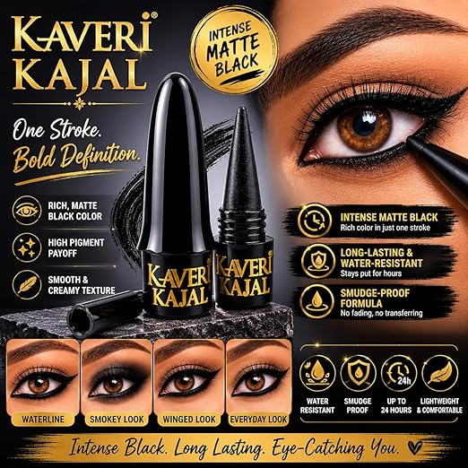 Kaveri Black Kajal | Smudge-Proof Long-Lasting Eye Kohl | Herbal Formula for Sensitive Eyes | Vegan Chemical-Free | (Pack of 2) 4g - Image 4