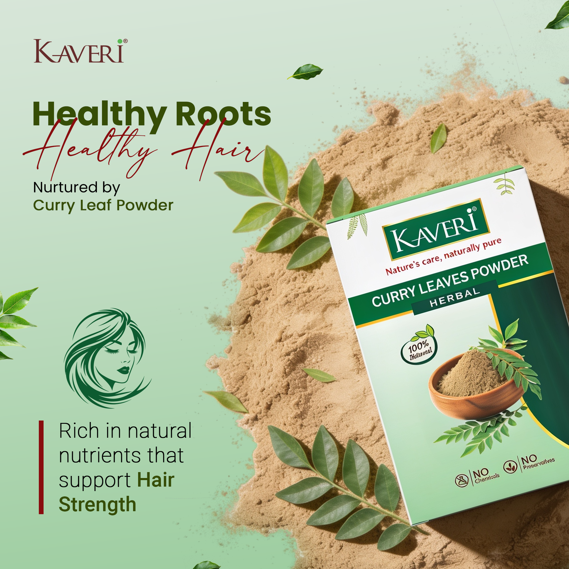 Kaveri Curry Leaves Powder for Hair Care – 100% Natural Curry Patta Powder | Herbal Hair Mask & Scalp Care |Chemicals & Preservatives Free 200gm - Image 6