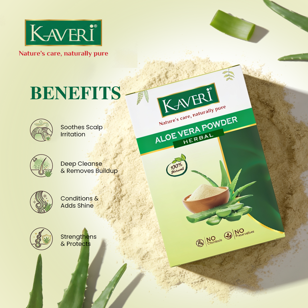 Kaveri Aloe Vera Natural Organic Powder for Hair & Skin | Chemical & Preservatives Free | For Face Pack Hair Mask & Scalp Nourishment | 200gm - Image 5