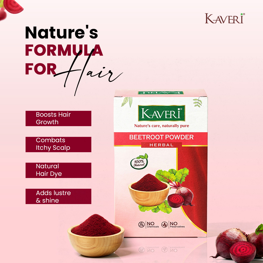 Kaveri Herbal Beetroot Powder | Natural Face & Hair Pack | Helps in Brightening, Pigmentation Care & Scalp Nourishment | 200gm - Image 6