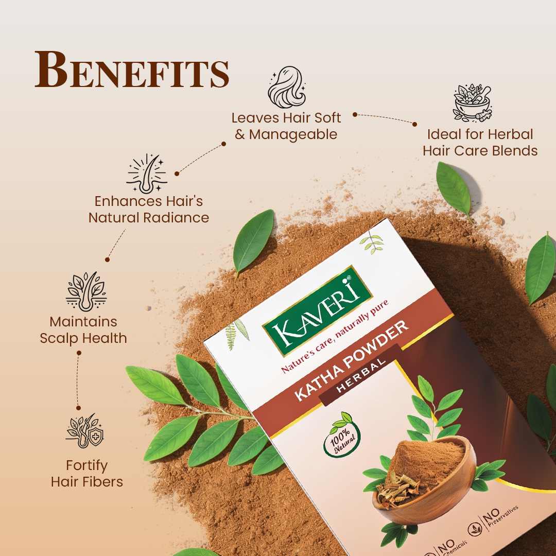 Kaveri Katha Powder for Hair & Skin Care Natural Organic Herbal Katha Powder | DIY Face Pack & Hair Mask | No Chemicals & No Preservatives 200gm - Image 5
