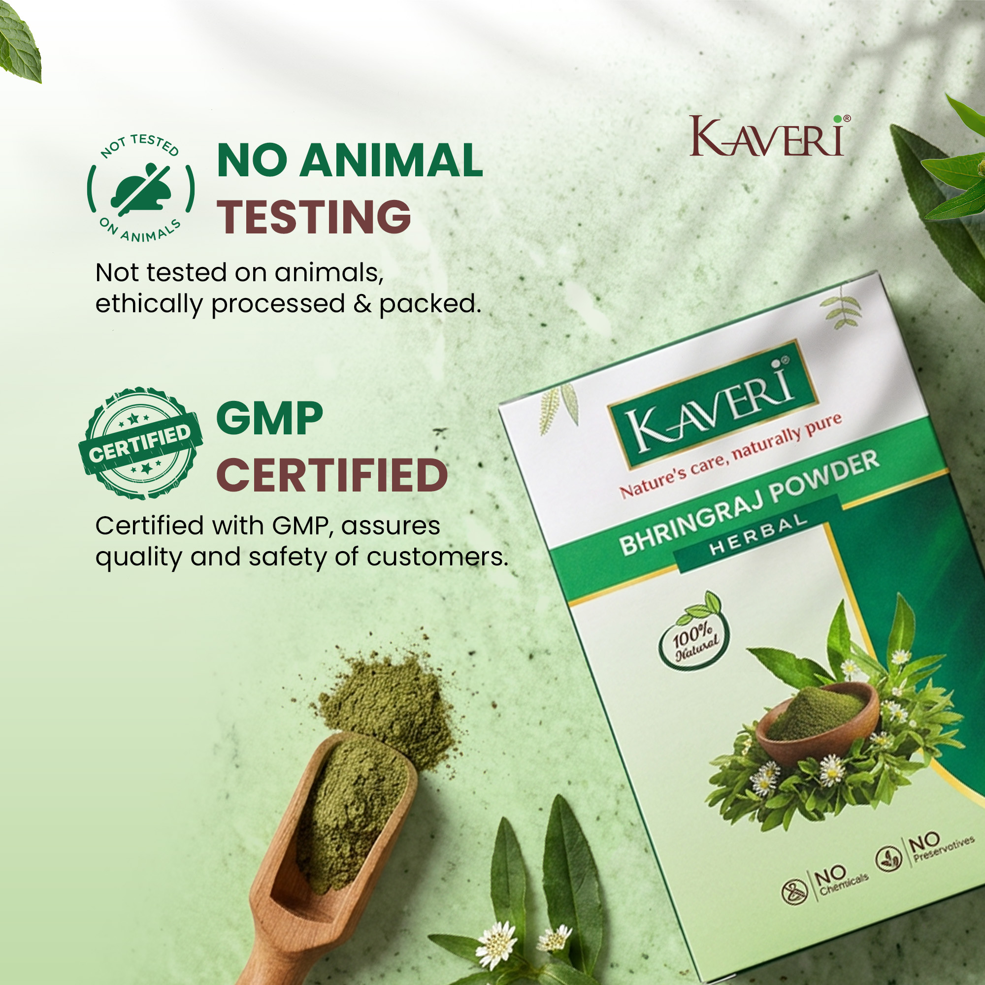 Kaveri Bhringraj Powder for Hair Growth & Scalp Care | Natural Herbal Powder | Helps Reduce Hair Fall & Dandruff | Chemical & Preservative Free | Ayurvedic Hair Care Powder 200g - Image 6