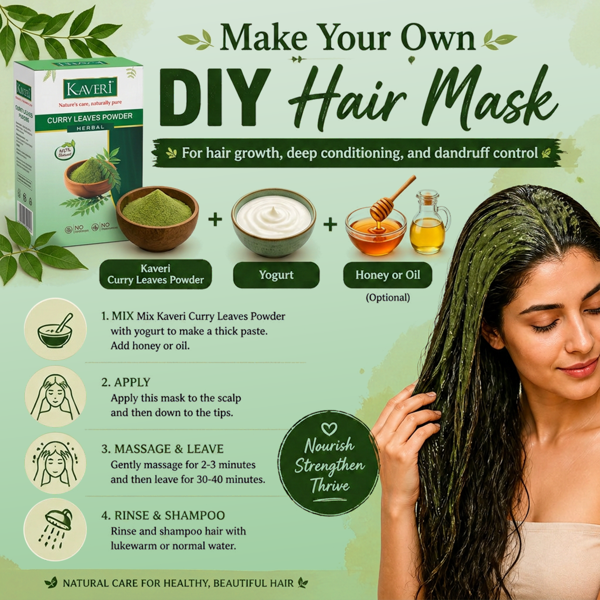 Kaveri Curry Leaves Powder for Hair Care – 100% Natural Curry Patta Powder | Herbal Hair Mask & Scalp Care |Chemicals & Preservatives Free 200gm - Image 4