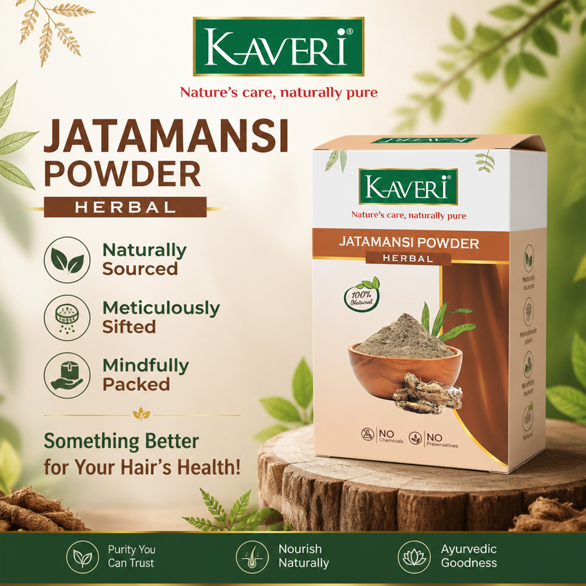 Kaveri Jatamansi Powder for Hair & Skin Care – Natural Herbal Jatamansi Root Powder | Hair Growth & Scalp Care | DIY Face Pack | Chemicals & Preservatives free 200gm - Image 5