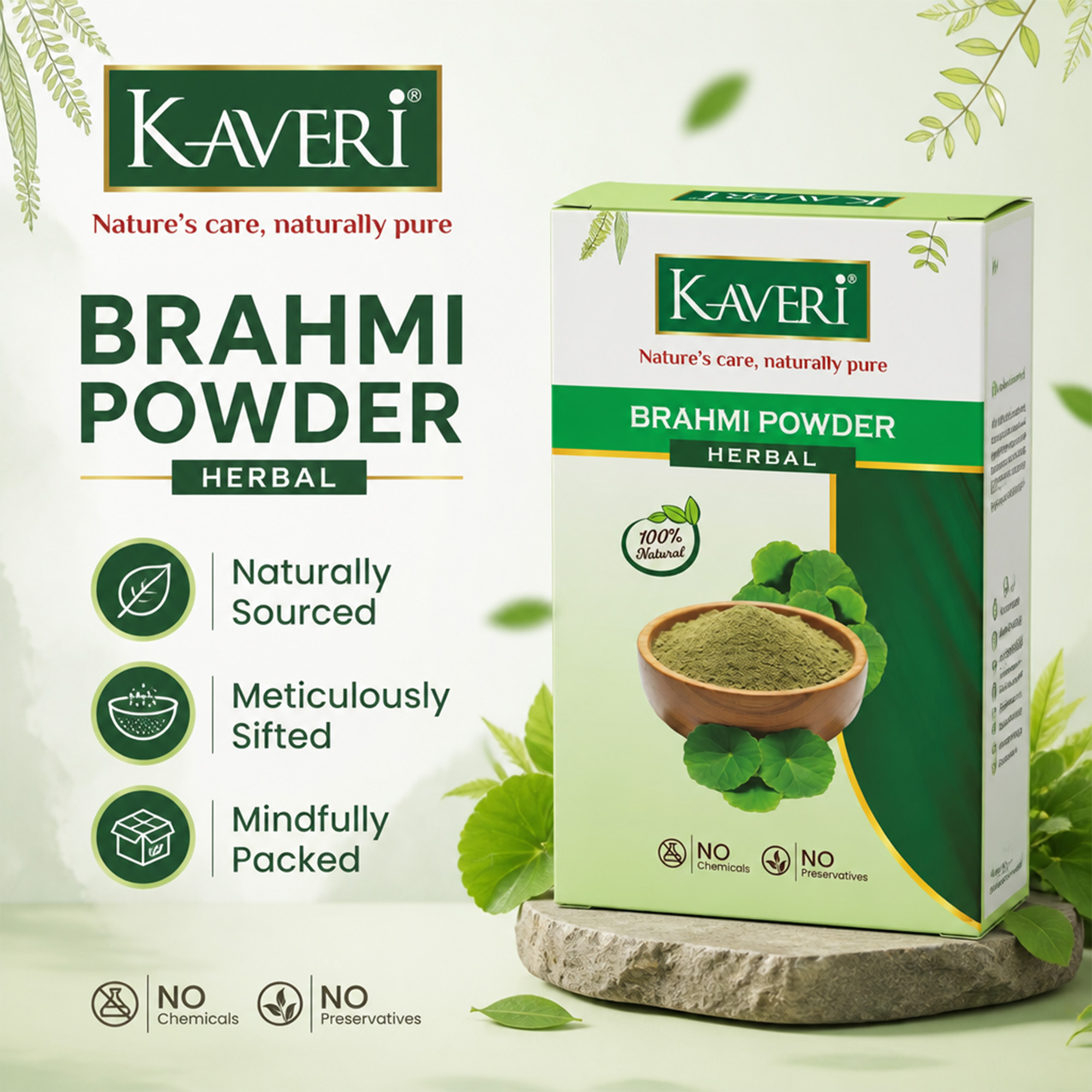 Kaveri Brahmi Powder for Hair & Skin Care | Natural Brahmi Powder | Herbal Hair Mask & Face Pack | Supports Healthy Hair Growth & Scalp Care |Chemicals & Preservatives Free | 200gm - Image 5