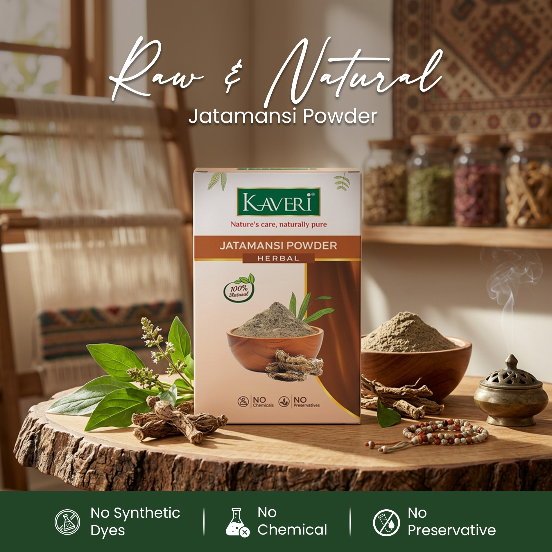 Kaveri Jatamansi Powder for Hair & Skin Care – Natural Herbal Jatamansi Root Powder | Hair Growth & Scalp Care | DIY Face Pack | Chemicals & Preservatives free 200gm - Image 3