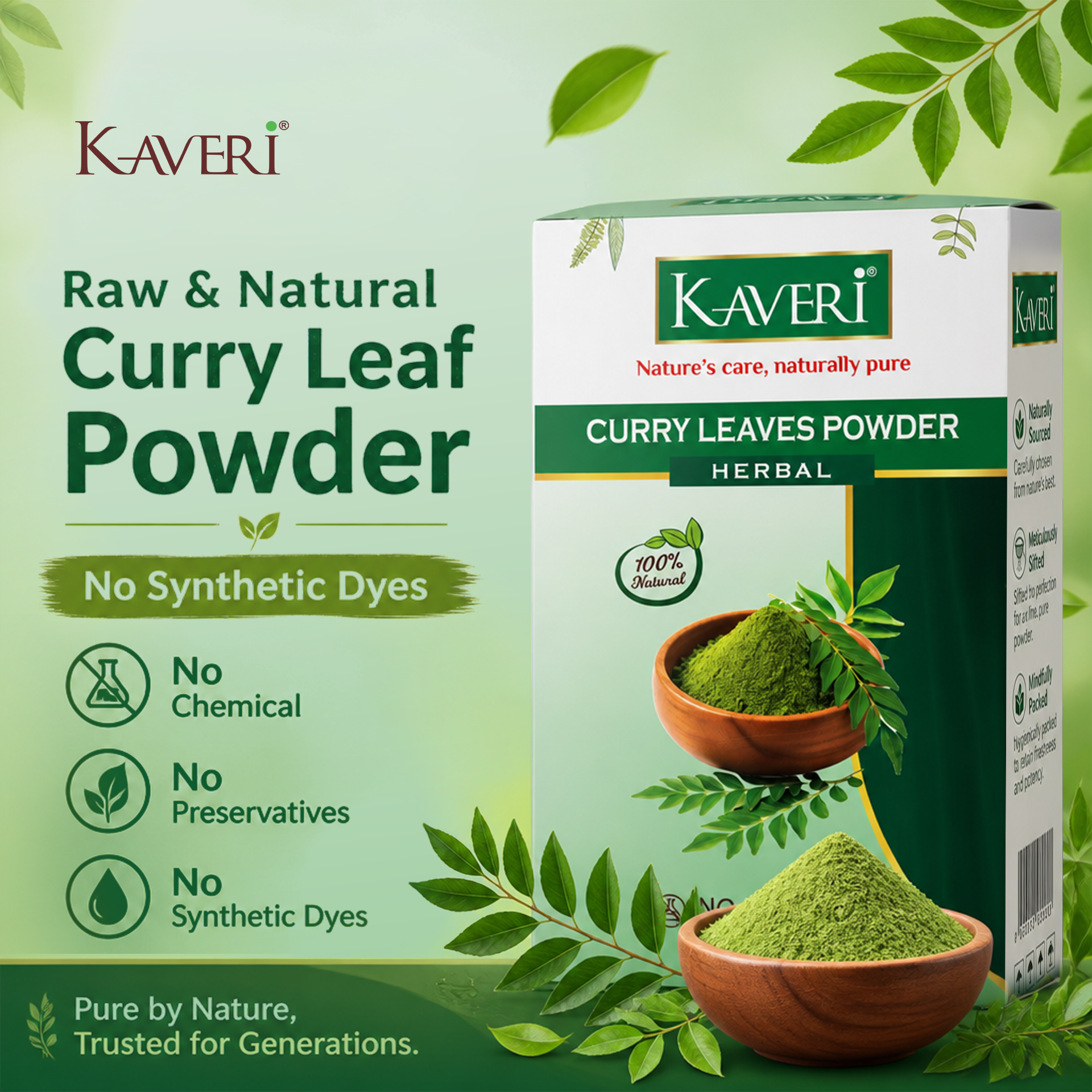 Kaveri Curry Leaves Powder for Hair Care – 100% Natural Curry Patta Powder | Herbal Hair Mask & Scalp Care |Chemicals & Preservatives Free 200gm - Image 3