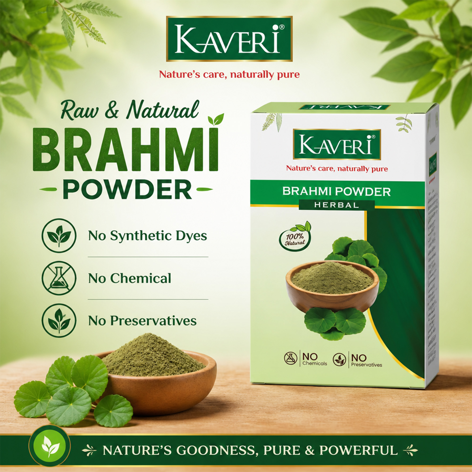 Kaveri Brahmi Powder for Hair & Skin Care | Natural Brahmi Powder | Herbal Hair Mask & Face Pack | Supports Healthy Hair Growth & Scalp Care |Chemicals & Preservatives Free | 200gm - Image 4