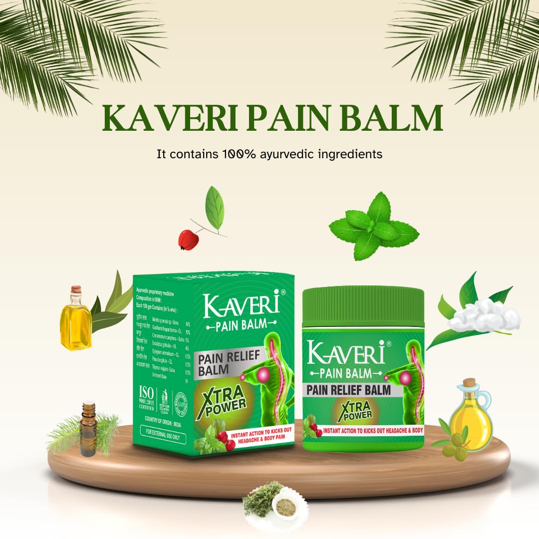 Green Ayurvedic Pain Balm Xtra Power for Fast Relief from Headache, Joint, Muscle & Back Pain | Fast-Acting Herbal Balm | 8g | Pack of 10 - Image 3