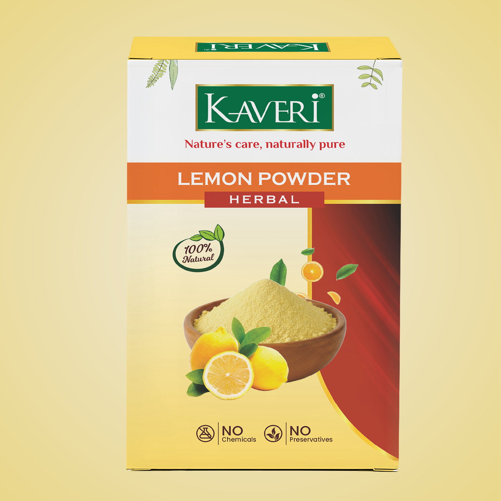 Kaveri Lemon Powder for Hair & Skin Care | Natural Lemon Peel Powder | Herbal Face Pack & Hair Mask | Supports Oil Control & Glowing Skin | Chemicals & Preservatives Free 200g