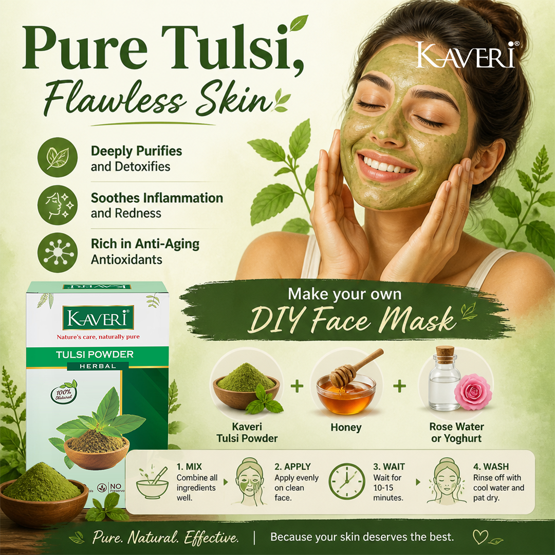 Kaveri Tulsi Powder for Skin & Hair Care | Natural Holy Basil Powder | Herbal Face Pack & Hair Mask | Helps Control Dandruff & Refresh Skin | Chemicals & Preservatives Free 200g - Image 7