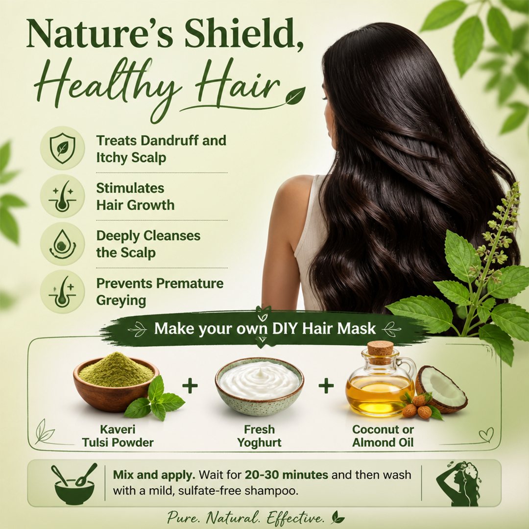 Kaveri Tulsi Powder for Skin & Hair Care | Natural Holy Basil Powder | Herbal Face Pack & Hair Mask | Helps Control Dandruff & Refresh Skin | Chemicals & Preservatives Free 200g - Image 6