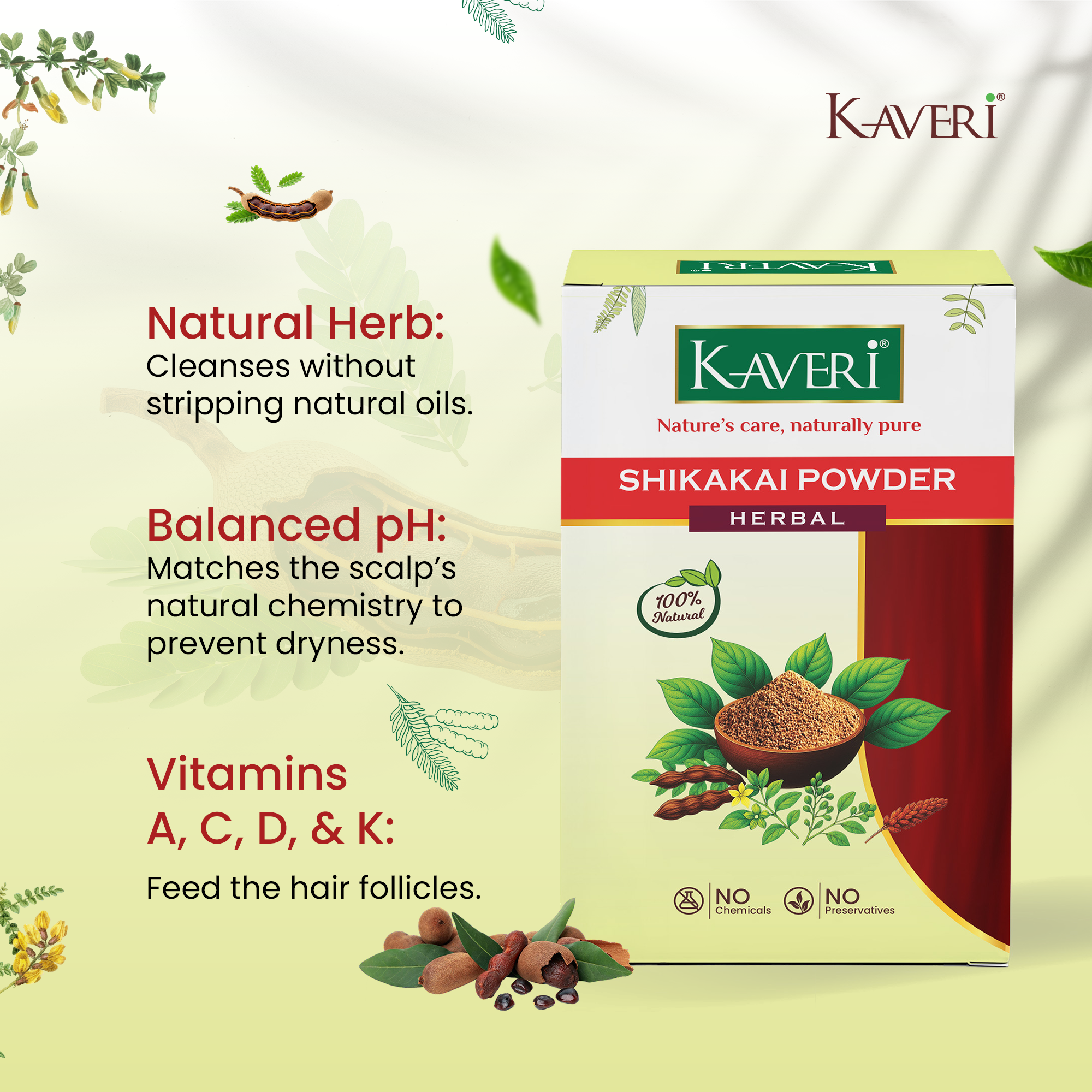Kaveri Shikakai Powder for Hair Care | Natural Herbal Hair Cleanser | Ayurvedic Hair Mask & Scalp Care Powder | Chemicals & Preservatives Free 200gm - Image 6