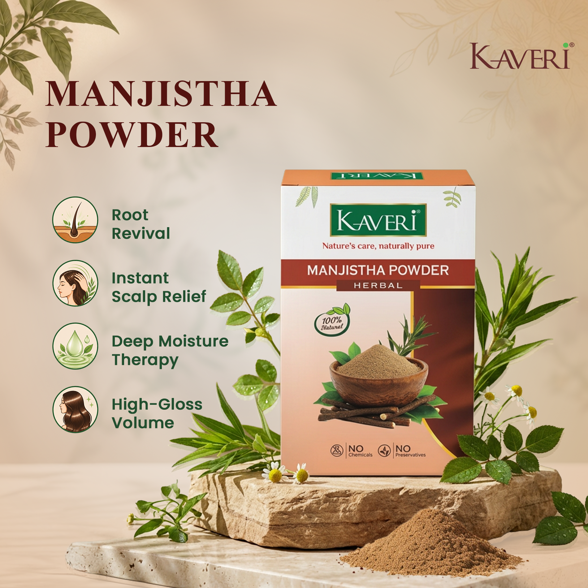 Kaveri Manjistha Powder | Natural Manjistha Root Powder for Skin & Hair Care | Herbal Face Pack for Glowing Skin | Ayurvedic Hair & Scalp Care | Chemicals & Preservatives Free 200g - Image 4