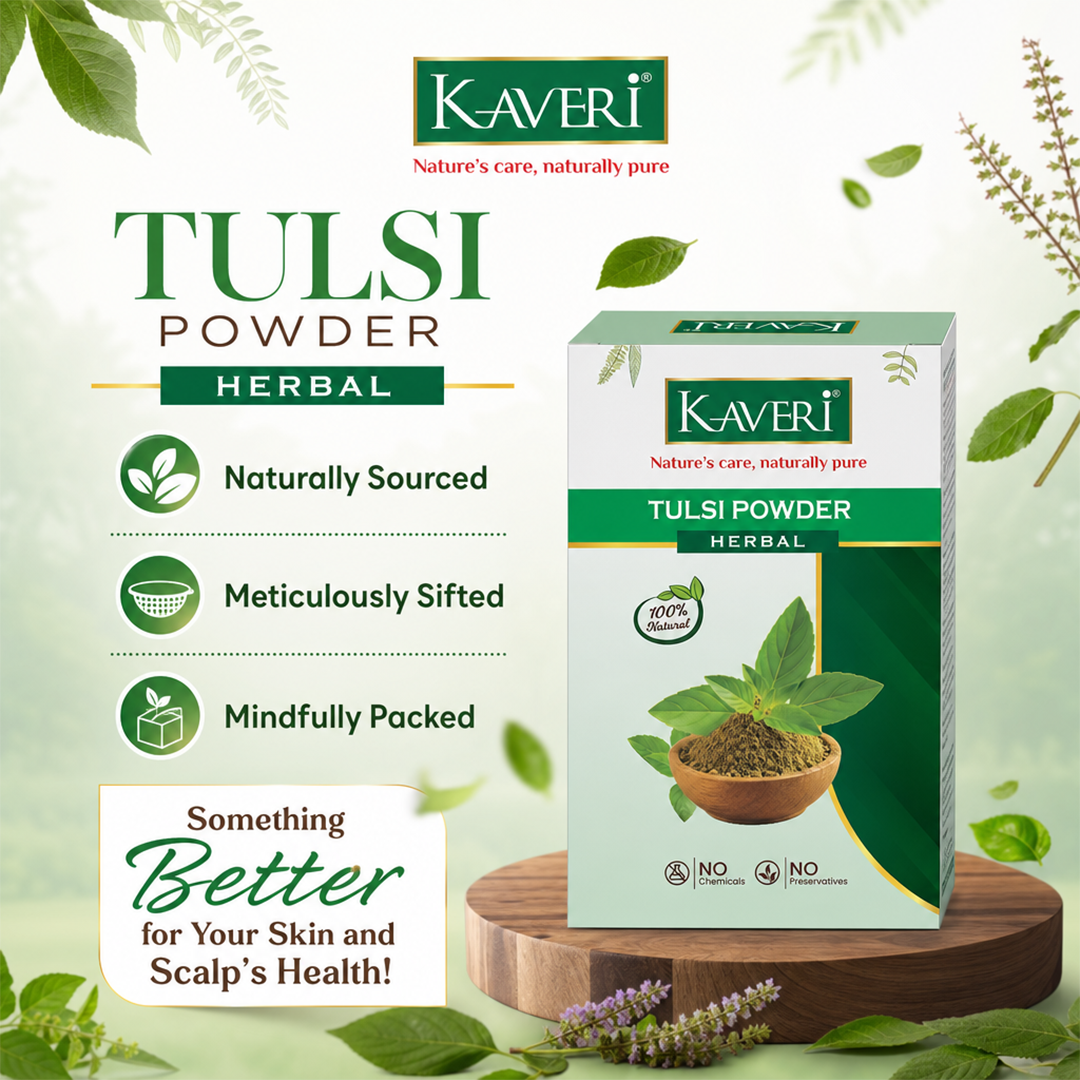 Kaveri Tulsi Powder for Skin & Hair Care | Natural Holy Basil Powder | Herbal Face Pack & Hair Mask | Helps Control Dandruff & Refresh Skin | Chemicals & Preservatives Free 200g - Image 4