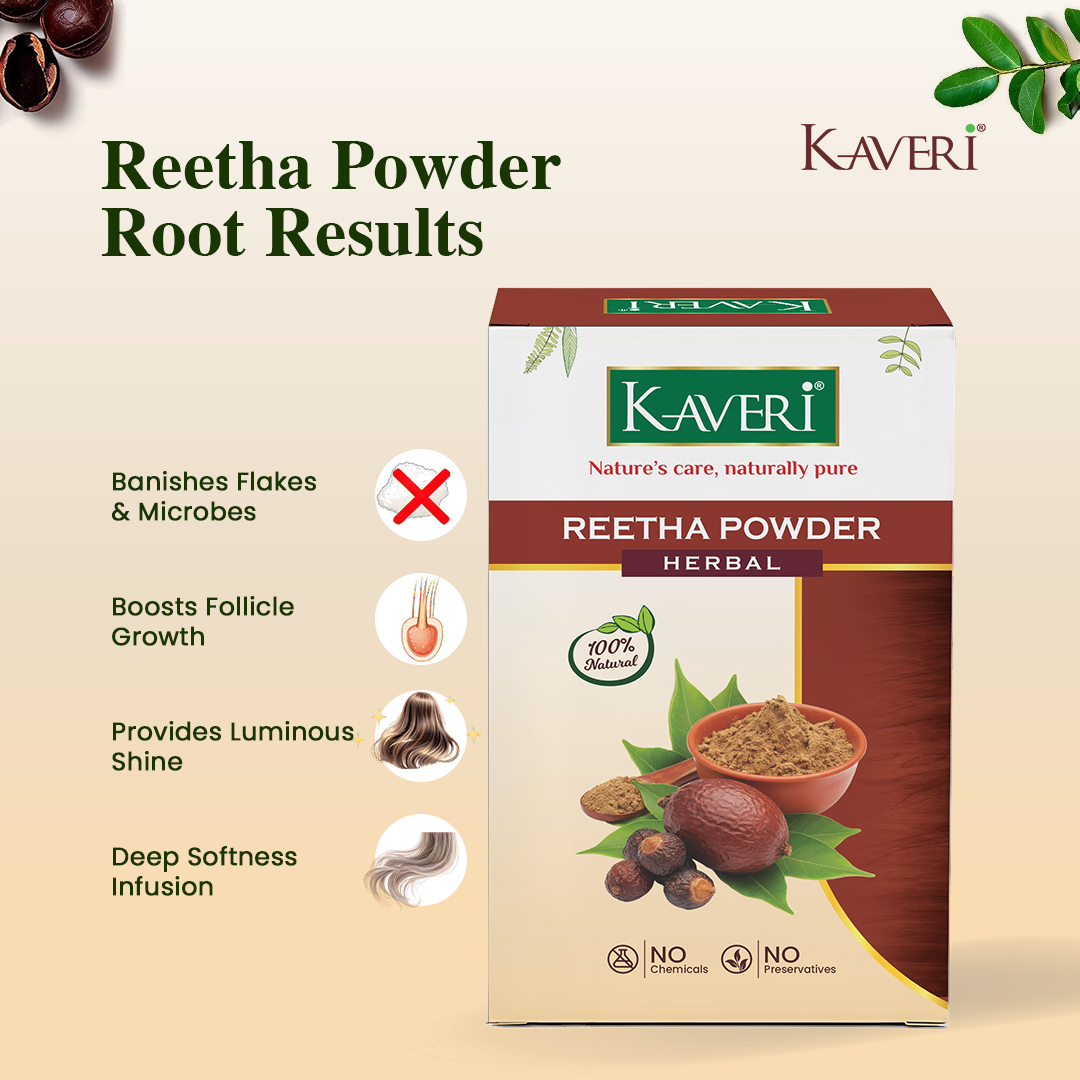 Kaveri Organic Reetha Powder (Sapindus mukorossi) for Hair & Scalp Care, Gently Cleanses, Supports Healthy Hair, Natural & Chemical-Free – 200g - Image 4