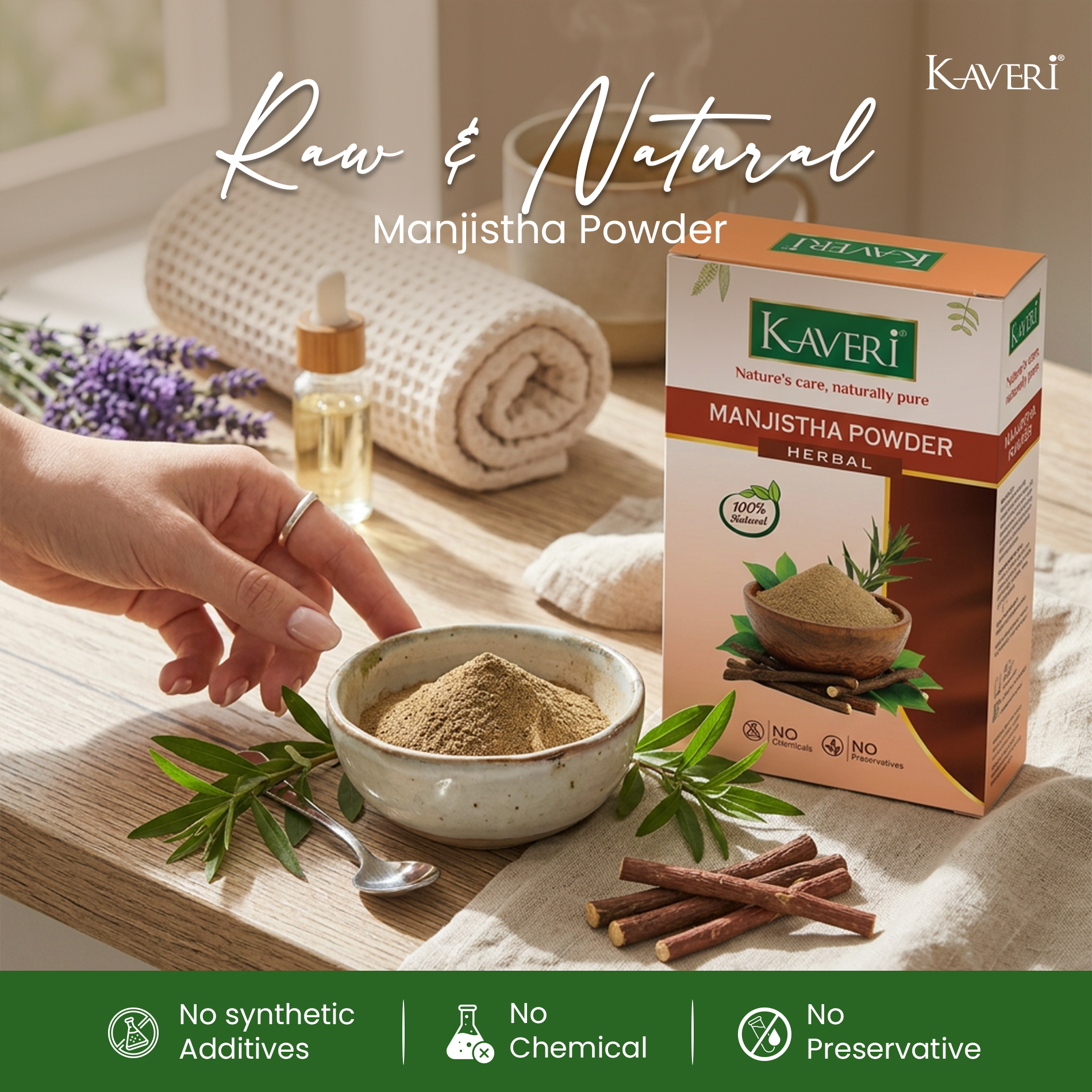 Kaveri Manjistha Powder | Natural Manjistha Root Powder for Skin & Hair Care | Herbal Face Pack for Glowing Skin | Ayurvedic Hair & Scalp Care | Chemicals & Preservatives Free 200g - Image 6