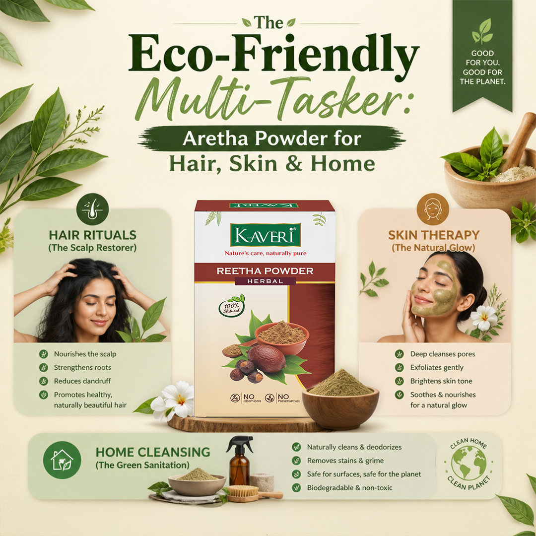 Kaveri Organic Reetha Powder (Sapindus mukorossi) for Hair & Scalp Care, Gently Cleanses, Supports Healthy Hair, Natural & Chemical-Free – 200g - Image 5