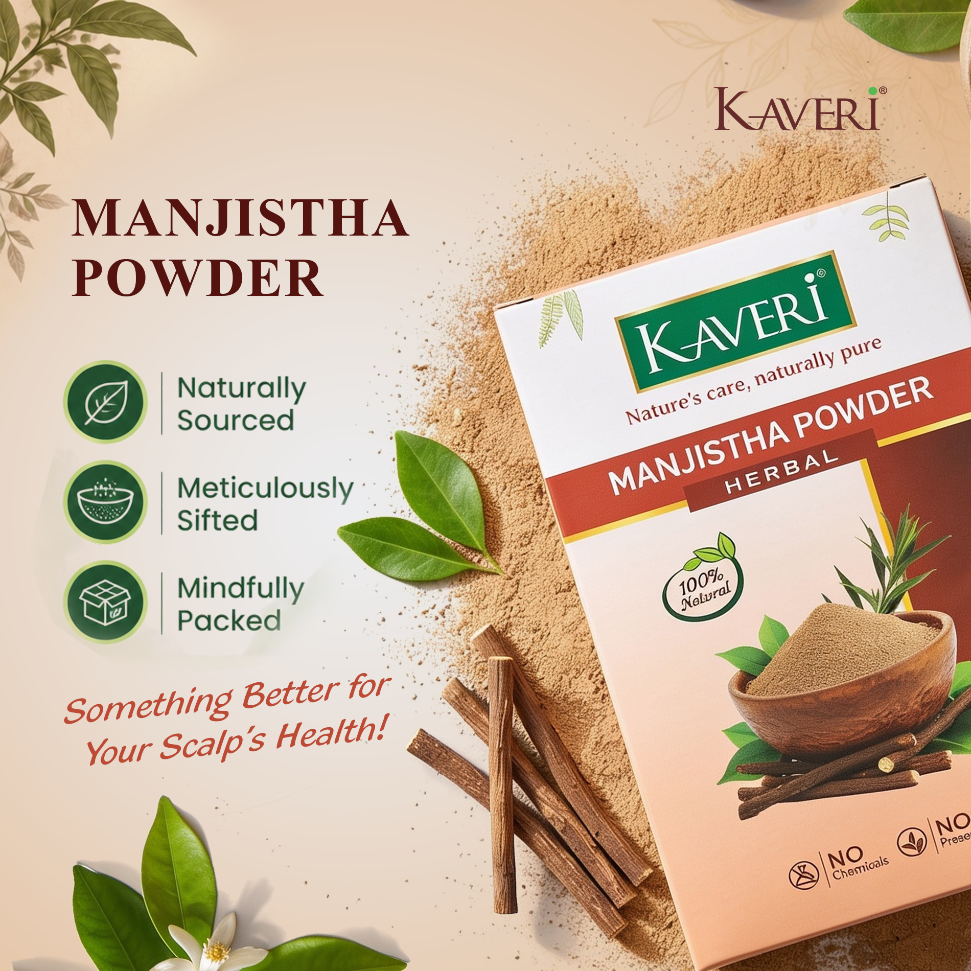 Kaveri Manjistha Powder | Natural Manjistha Root Powder for Skin & Hair Care | Herbal Face Pack for Glowing Skin | Ayurvedic Hair & Scalp Care | Chemicals & Preservatives Free 200g - Image 5